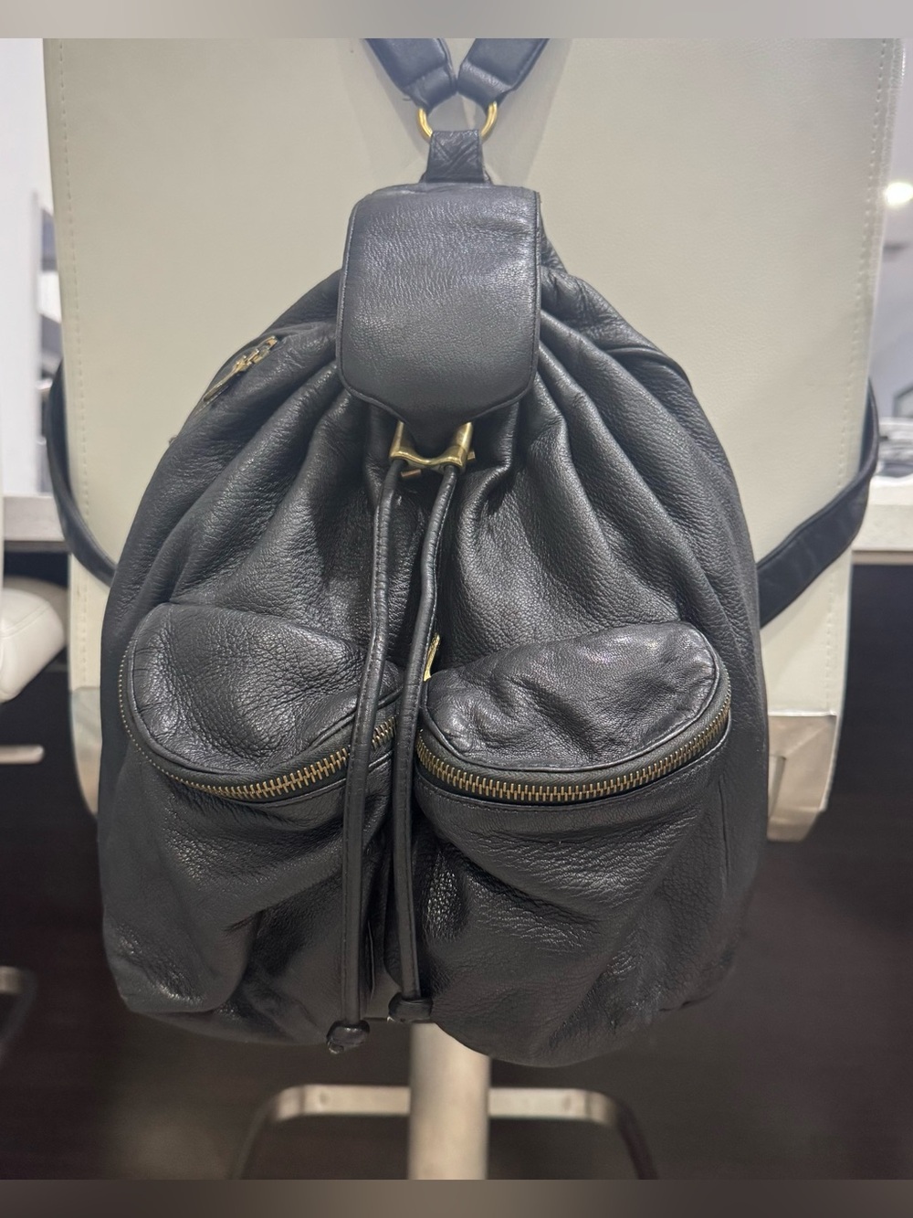 Johnny Farah Black Leather Backpack